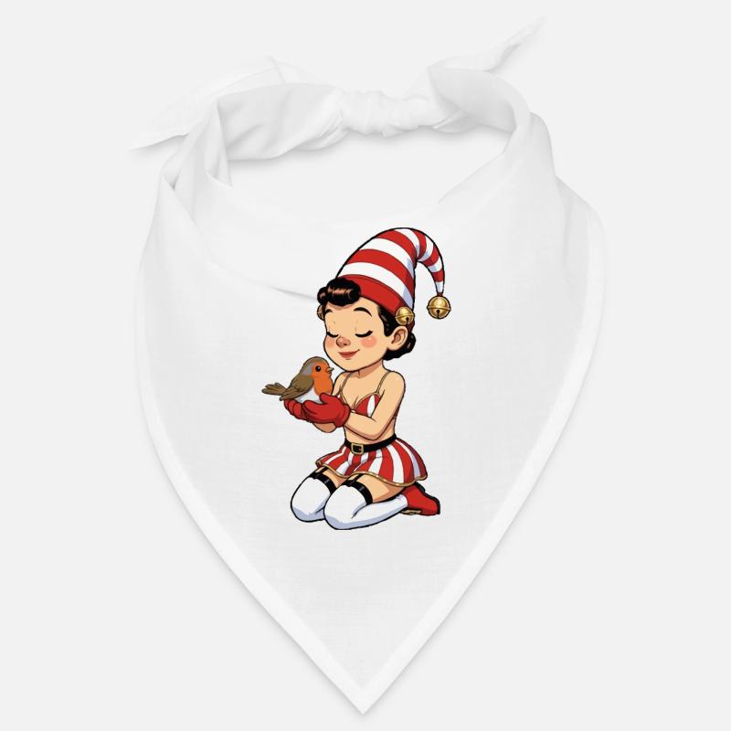 Gnom-Mädchen mit Rotkehlchen Bandana