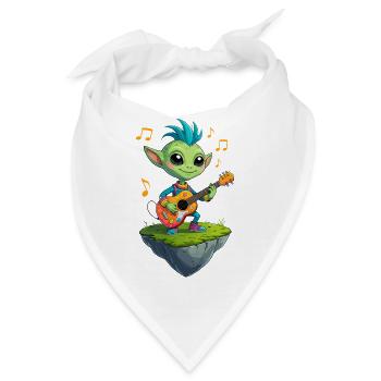 Grüner Goblin mit Gitarre - Bandana - Weiß - Vorne