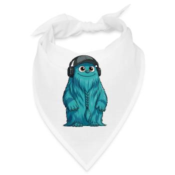DJ Fluffo mit Zopf vorne - Fluffonster Design - Bandana - Weiß - Vorne