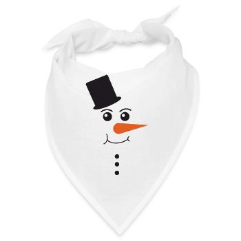 Snowman Face With Black Top Hat Winter Art - Bandana - Weiß - Vorne