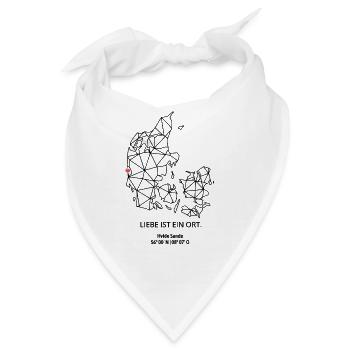 Dänemark Umriss - Hvide Sande Liebe - Koordinaten - Bandana - Weiß - Vorne