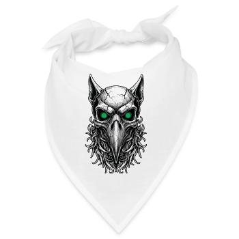 Schamanischer Rabenschädel Grünaugen-Totem - Bandana - Weiß - Vorne