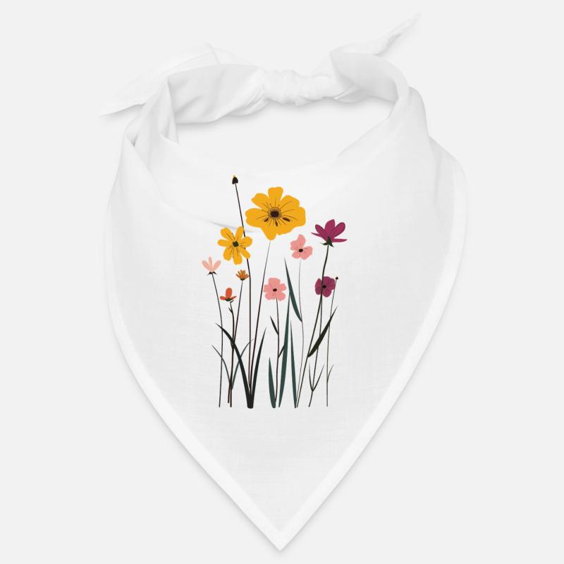Fleurs de prairie dans un jeu de couleurs Bandana