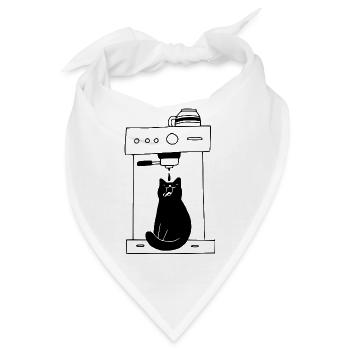 Black Cat Kaffeesüchtiger – minimalistisch - Bandana - Weiß - Vorne