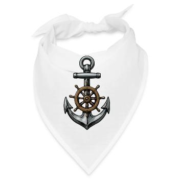 Anker Und Steuerrad Motiv - Bandana - Weiß - Vorne