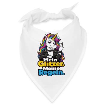 Mein Glitzer Meine Regeln Einhorn Lustiger Spruch - Bandana - Weiß - Vorne