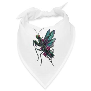 Rosenflügel-Mantis im Blumenstil - Bandana - Weiß - Vorne