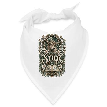 Stier – Stark, zuverlässig & bodenständig - Bandana - Weiß - Vorne