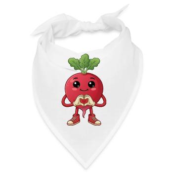 Ein lustiges rotes Radieschen mit Herz Hand Gemüse - Bandana - Weiß - Vorne