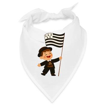 Glücklicher bretonischer Junge mit der Flagge der Bretagne - Bandana - Weiß - Vorne