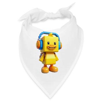 Voxelente mit Kopfhörern - Bandana - Weiß - Vorne