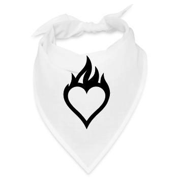 flammendes Herz - Bandana - Weiß - Vorne