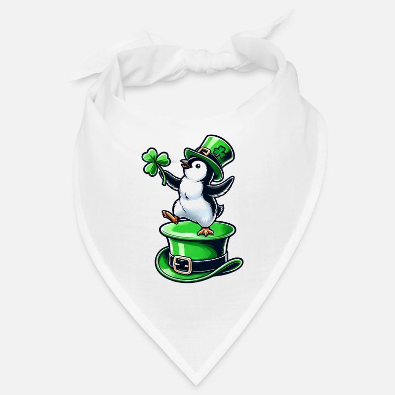 Pingouin de la Saint-Patrick avec chapeau haut de forme dansant Bandana