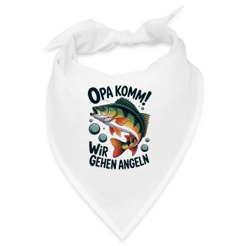 Opa komm wir gehen Angeln - springender Barsch - Bandana - Weiß - Vorne