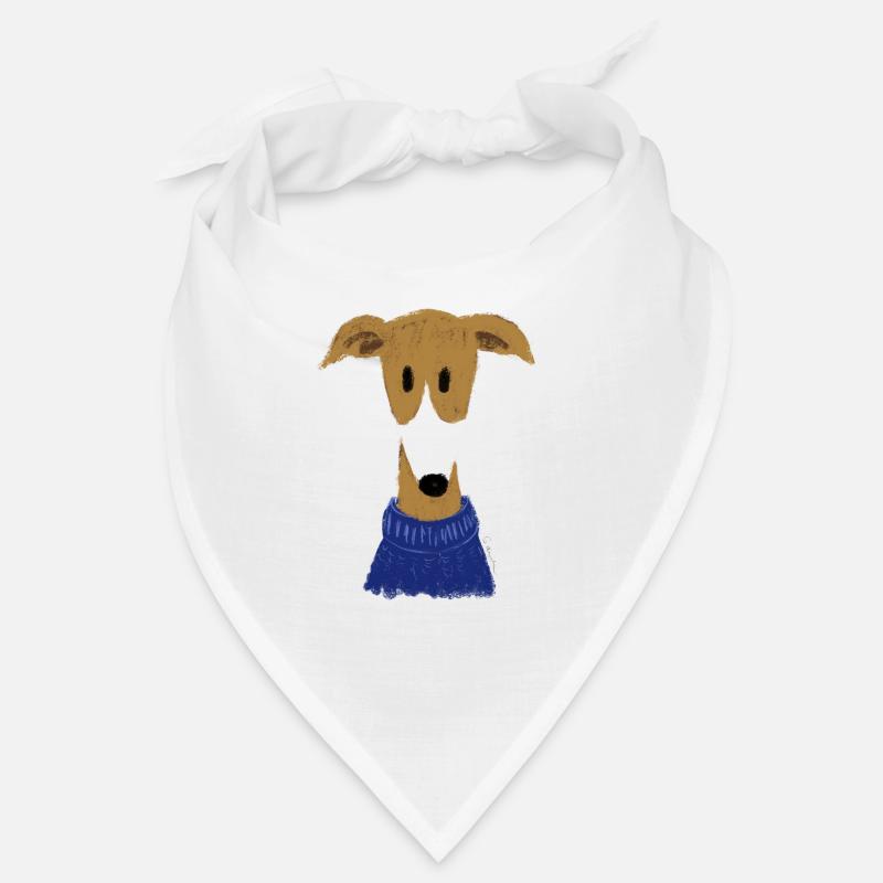 Windhund in blauem Pulli - Bandana - Weiß