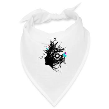 Frau mit Schmetterlingen Kunst Motiv schwarz - Bandana - Weiß - Vorne