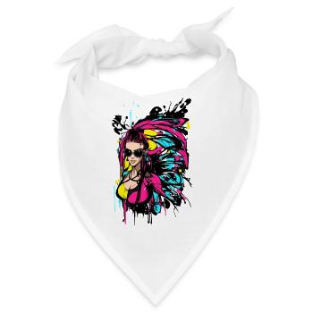 Farbenfrohe Frau Die Eine Sonnenbrille Trägt - Bandana - Weiß - Vorne
