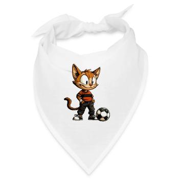 Katze Fussballer - Bandana - Weiß - Vorne