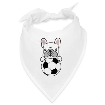 Franzoesische Bulldoge Fußball Geschenk Kindermode - Bandana - Weiß - Vorne