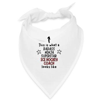 Badass, Ninja, Superstar, Eishockeytrainer - Bandana - Weiß - Vorne