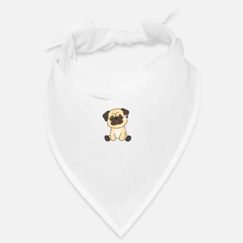 Anatomie eines Mops süße Hunde lustiger Welpe - Bandana - Weiß