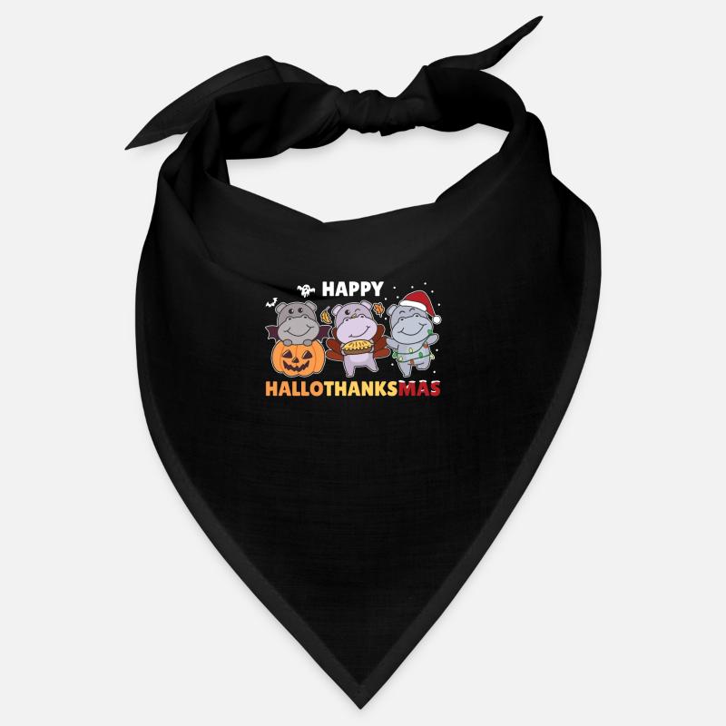 Happy Hallothanksmas Hippos Christmas Hippo Bandana
