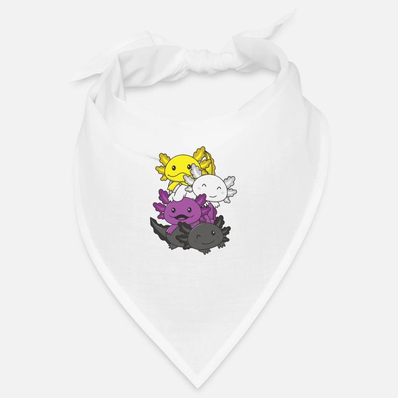 Nonbinary Flag Pride LGBTQ Mignon Axolotl Pile - Bandana - blanc