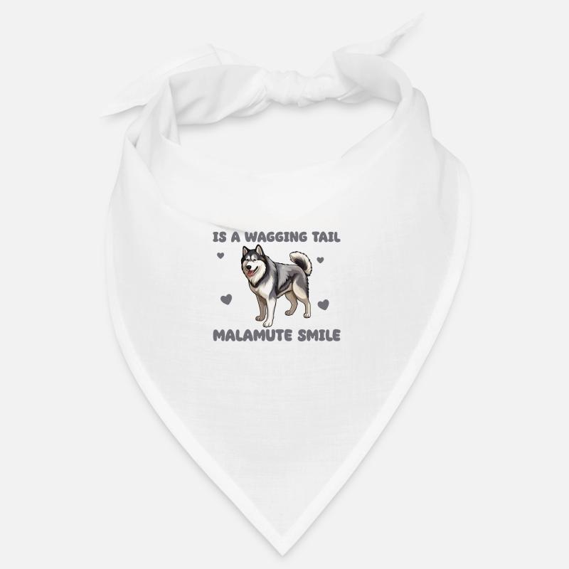 Happiness Is A Wagging Tail And A Malmute Smile - Bandana - Weiß