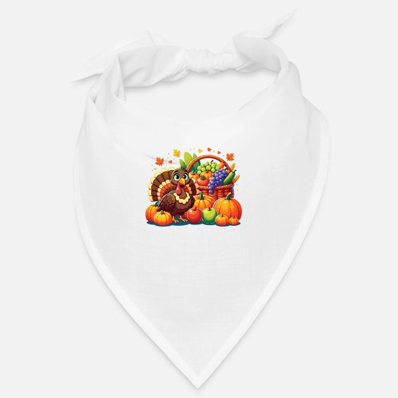 Turkey Thanksgiving with cornucopia autumn fruits Bandana