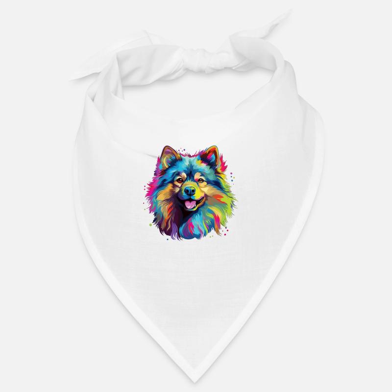 Wasserfarben Farbenfroher Wolfsspitz Bandana