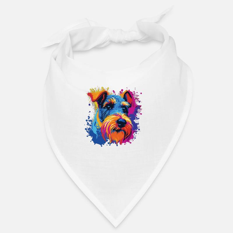 Aquarelle coloré à poil dur Fox Terrier Bandana