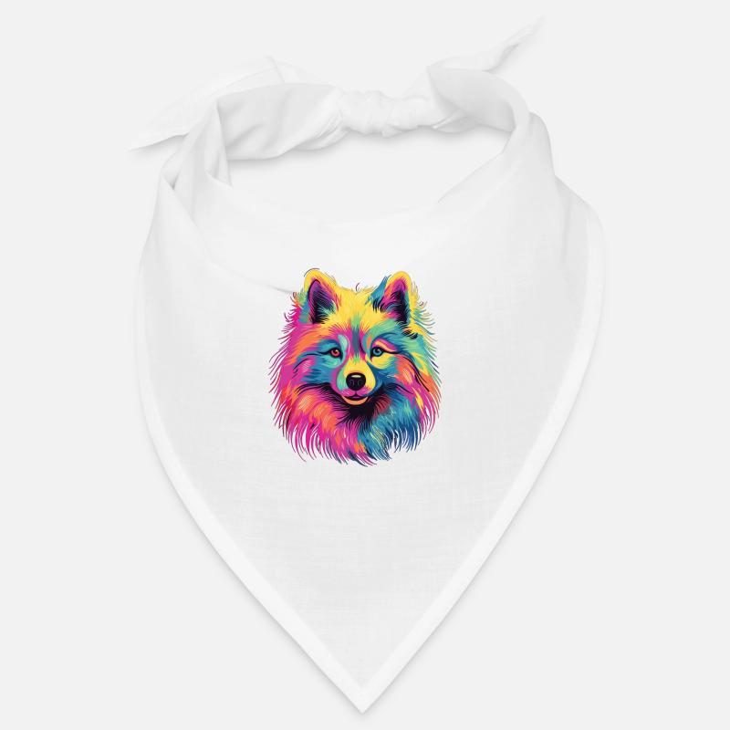 Aquarelle colorée Japon Spitz Bandana