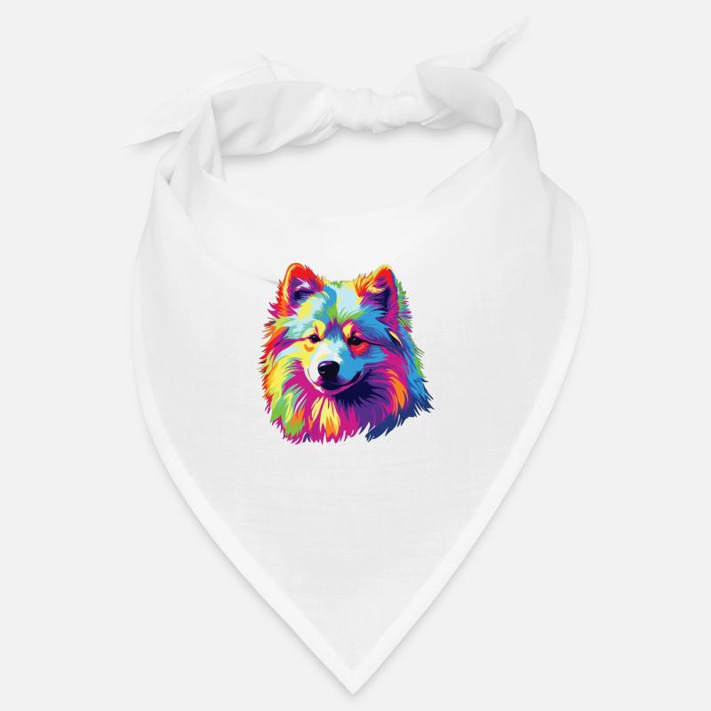 Aquarelle colorée Japon Spitz Bandana
