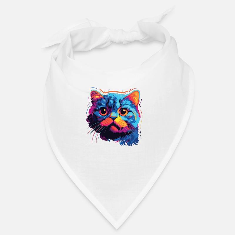 Chat Aquarelle Coloré Écossais Chat à oreilles repliées Bandana
