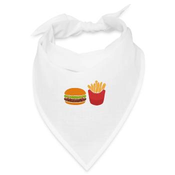 Burger und Pommes Food Vlogger Geschenk - Bandana - Weiß - Vorne
