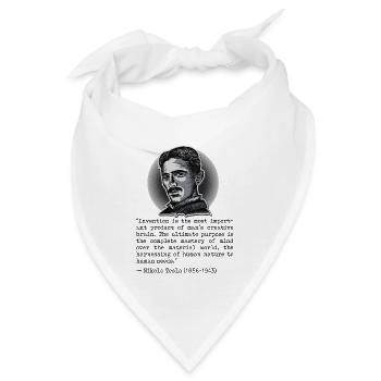 017 Zitat Nikola Tesla invention is most important - Bandana - Weiß - Vorne