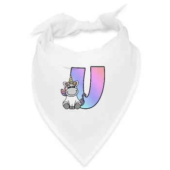 Einhorn Buchstabe U - Bandana - Weiß - Vorne