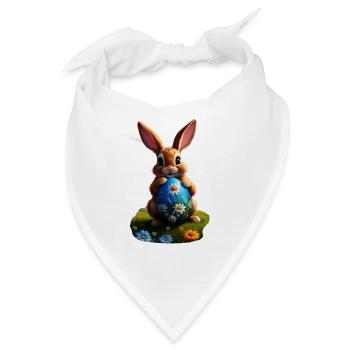 Osterhase mit Ei, Oval - Bandana - Weiß - Vorne