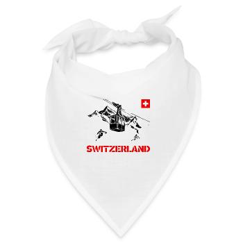Switzerland mit Bergen und Gondel und Skifahrer - Bandana - Weiß - Vorne