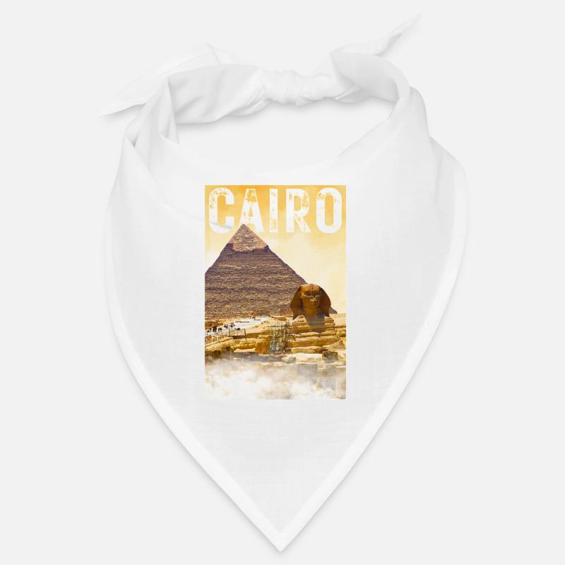Affiche de voyage vintage du Caire avec pyramide et sphinx - Bandana - blanc