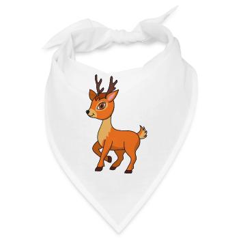 Rentier Rehkitz Hirsch Geweih Rehbock Rehwild Wild - Bandana - Weiß - Vorne