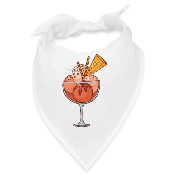 Eis Speiseeis Eiskrem Eiscreme Kugeleis Eisbecher - Bandana - Weiß - Vorne
