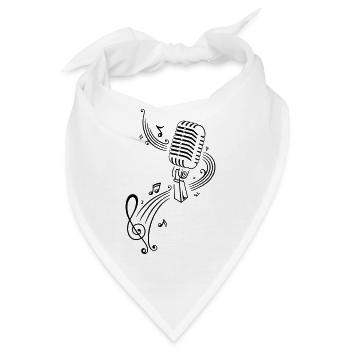 Musik, Notenschlüssel, Mikrophon - Bandana - Weiß - Vorne