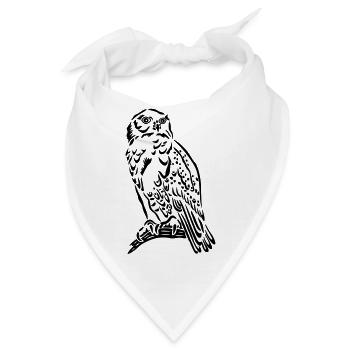 Schöne Schneeeule im Tattoo Style. - Bandana - Weiß - Vorne