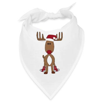 Lustiger Elch zu Weihnachten - Bandana - Weiß - Vorne