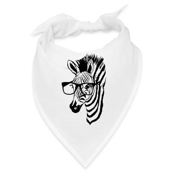 Zebra mit Brille - Bandana - Weiß - Vorne