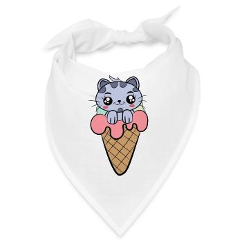 Katze Eiscreme Kids - Bandana - Weiß - Vorne
