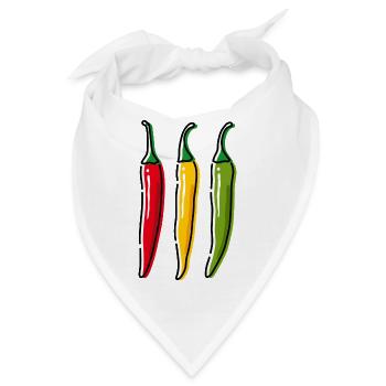 3 Chilischoten - Bandana - Weiß - Vorne