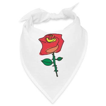 Rose Blume Rot Illustration - Bandana - Weiß - Vorne