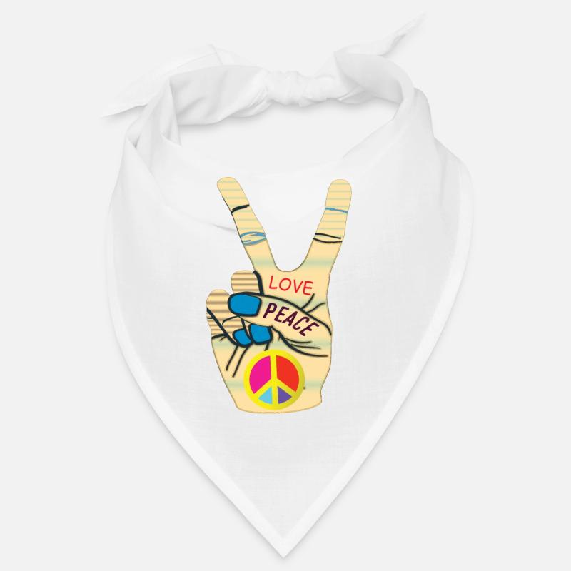 Peace Hand Love - Bandana - Weiß
